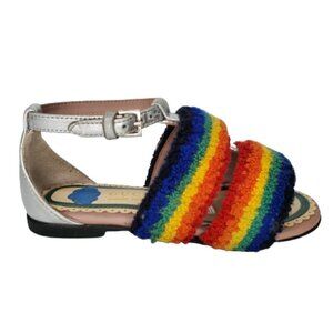 Gucci Rainbow Terrycloth Buckle Ankle Strap Sandals